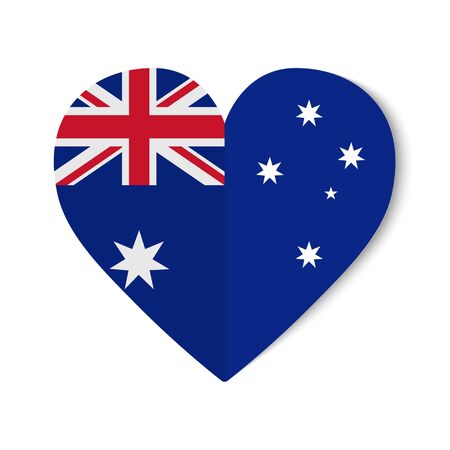 Australia flag with origami style on heart background.のイラスト素材
