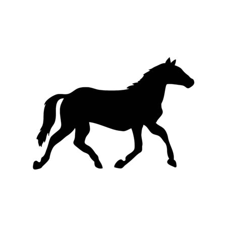 Silhouette of horse vector icon in flat style on white backgroundのイラスト素材