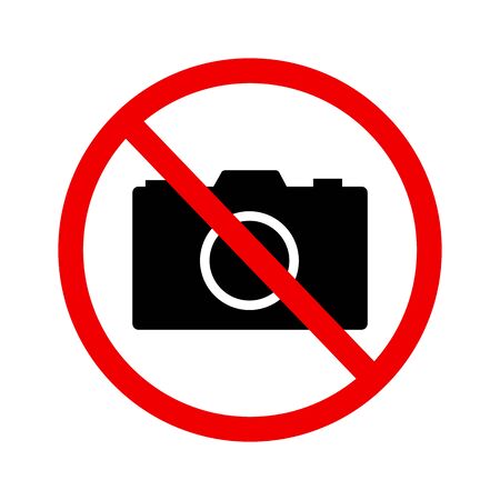 No photo camera sign vector icon in flat style on white backgroundのイラスト素材