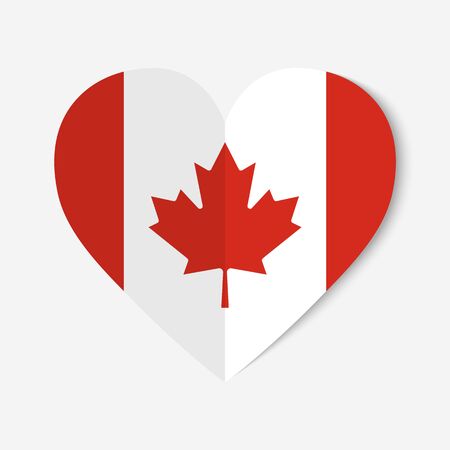 Canada flag with origami style on heart background.のイラスト素材
