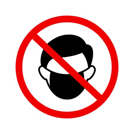 No wear mask sign vector icon in flat style on white backgroundのイラスト素材