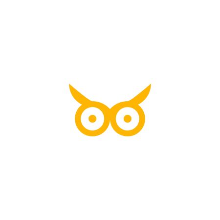 Yellow and white owl logo icon. Modern typography design template elements.のイラスト素材