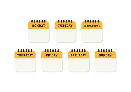 Week calendar flat icon on white background. Vector Illustration. のイラスト素材