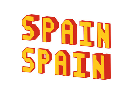 Spain text with 3d isometric effect.