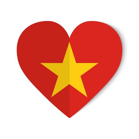 Vietnam flag with origami style on heart background.のイラスト素材