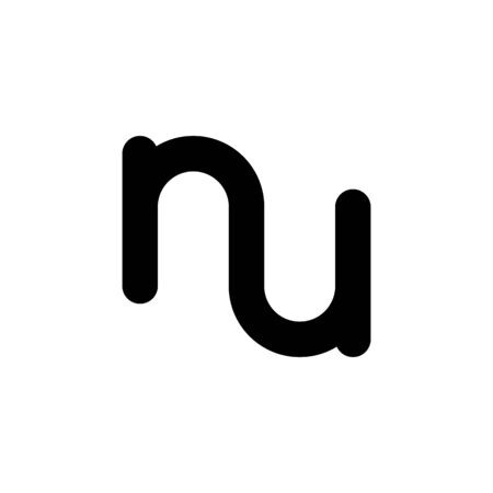 Black and white letter NU initial logo icon. Modern typography design template elements.のイラスト素材
