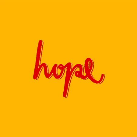 Hope hand lettering with red and yellow background.のイラスト素材