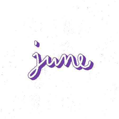 June hand lettering with 3d isometric effect. Vector illustration.のイラスト素材