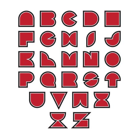 Black and red alphabet letters on white background.のイラスト素材