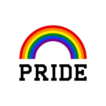 Pride text with rainbow LGBT flag on white background.のイラスト素材