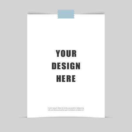 Poster mockup with scotch tape on gray background.のイラスト素材