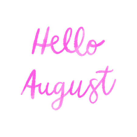 Hello August hand lettering on white background.のイラスト素材