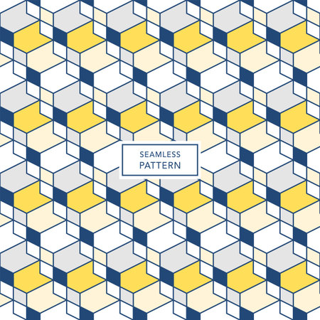 Cover template design with blue and white geometric pattern. Seamless background.