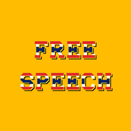 Thai flag on free speech text. Vector illustration.のイラスト素材