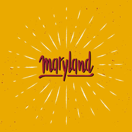 Maryland hand lettering with sunburst lines.のイラスト素材