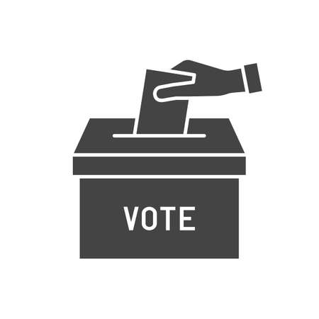 Hand voting ballot box sign vector icon. Election Vote concept.のイラスト素材