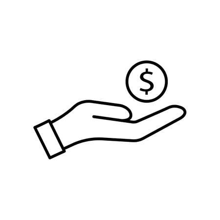 Money in hand vector icon on white background.のイラスト素材