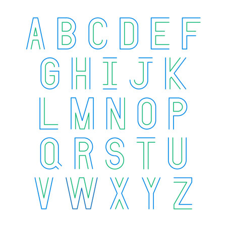 Black and green alphabet letters on white background. Vector illustration.のイラスト素材