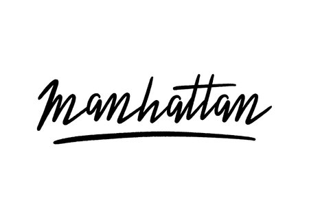 Manhattan hand lettering on white background.のイラスト素材