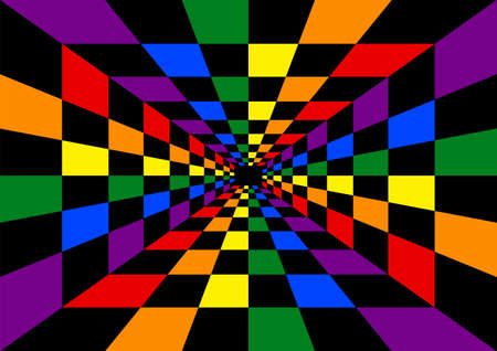 LGBT rainbow flag pattern with perspective geometric background.のイラスト素材
