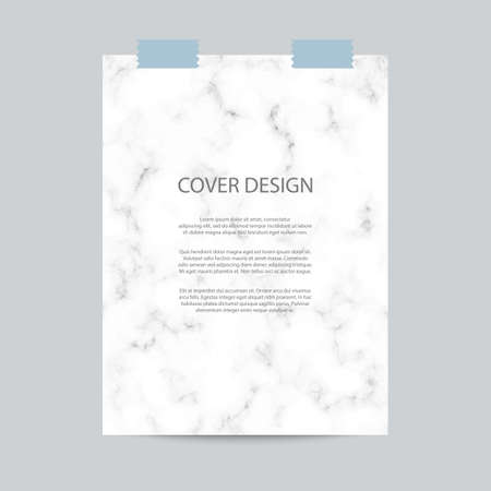 Poster mockup with marble pattern and tape on gray background.のイラスト素材