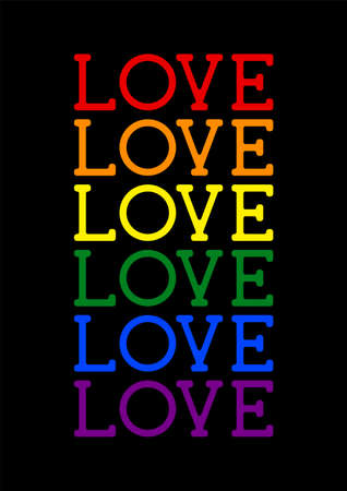 Love word with pride flag pattern. Vector illustation.のイラスト素材
