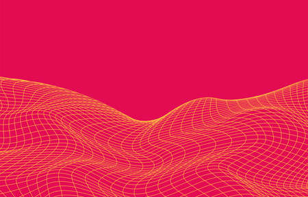 Yellow wavy lines pattern on pink background. Vector illustration.のイラスト素材