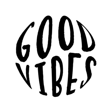 Good vibes quote in round shape. Vector illustration.のイラスト素材