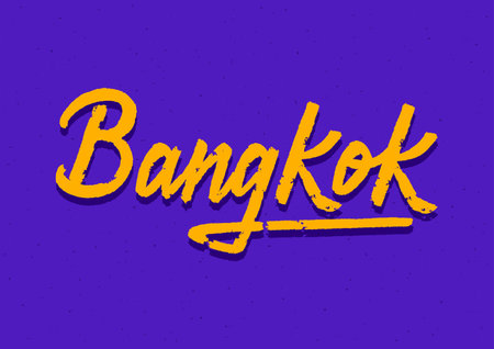 Bangkok hand lettering with 3d isometric effect. Vector illustration.のイラスト素材
