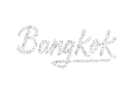 Bangkok hand lettering with black spatters on white background.のイラスト素材
