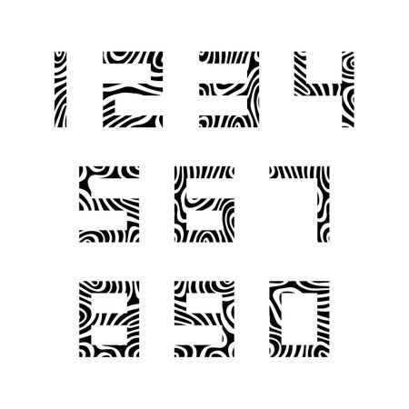 Set of numbers with liquify pattern typography. Vector illustration.のイラスト素材