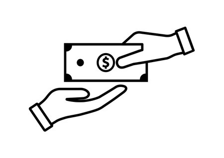 Hand giving and receiving money vector icon on white background.のイラスト素材