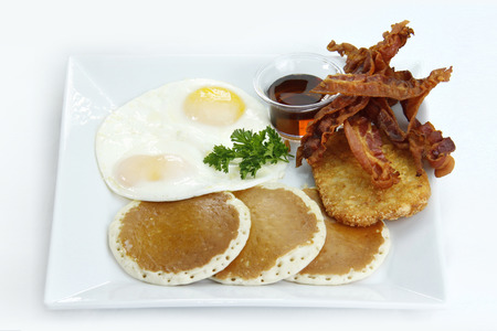 american breakfast pancakesの写真素材