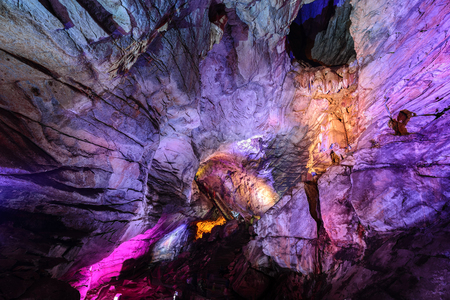 The colorful Borra Caves are located on the East Coast of Indiaの写真素材