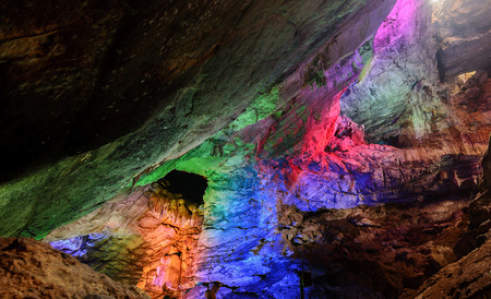 The colorful Borra Caves are located on the East Coast of Indiaの写真素材