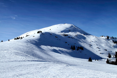 Near the top of a snow covered mountain in Colorado.