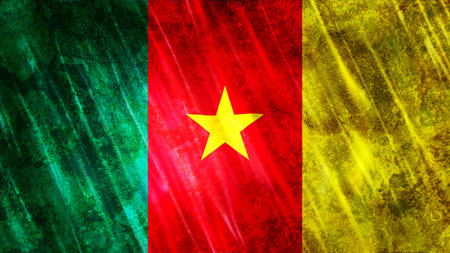 Cameroon Flag with grunge texture.の写真素材