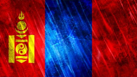 Mongolia Flag with grunge texture.の写真素材
