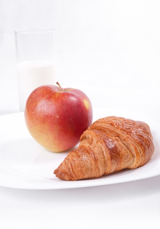 Fresh light breakfast on white conceptionの写真素材