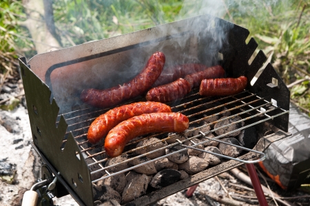 deliciush eco sosage on hot barbecueの写真素材