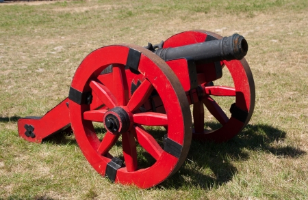 Old vintage red cannon of polish army のeditorial素材