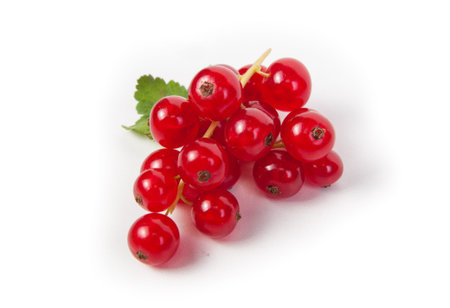 Fresh organic Red currants  isolated on white background