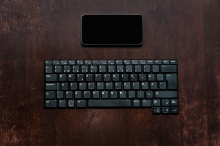 Black panel with Modern - vintage keyboard backgroundの写真素材