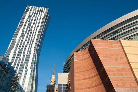 View on new Warsaw modern architectureのeditorial素材