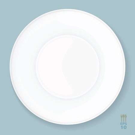 Empty white plate illustration - top viewのイラスト素材