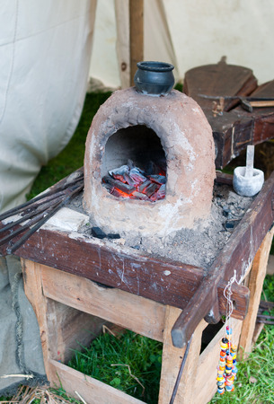 Ancient earthen glass furnace for making glass jewelry mainly beads and necklaces - Slavic peoples, Celts, Gothsの写真素材