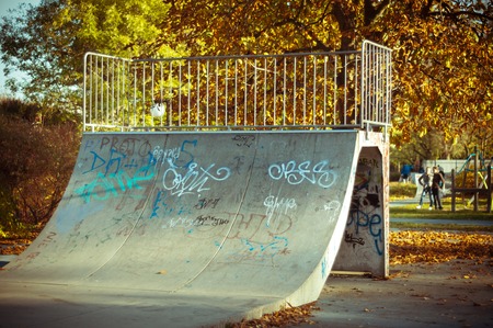 Skate ramp in climate autumn lightの写真素材