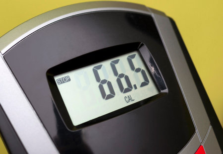 exercise bike display - shows the calories burnedの写真素材