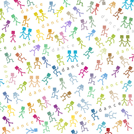 simple color suggestive silhouettes of dancersのイラスト素材