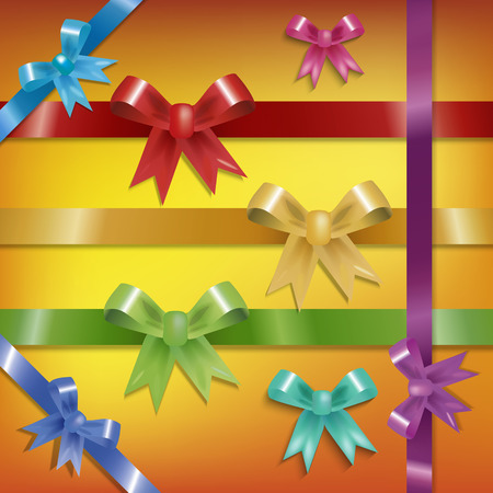 set of colorful ribbons with bow - vector illustrationのイラスト素材